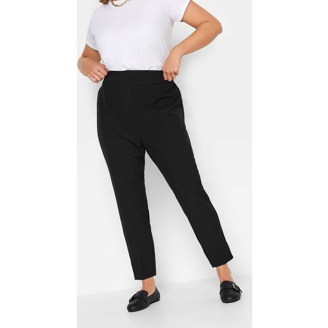 Yours Curve The Perfect Fit Black Elasticated Tapered Stretch Trousers, Women's Curve & Plus Size, Yours - 34-36