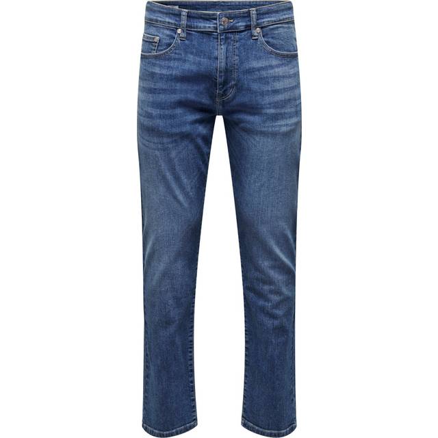 Only & Sons – Weft – Mellanblå stretch jeans i regular fit