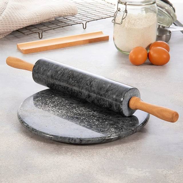 Homiu Marble Round Chopping Board - Black, Black