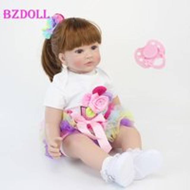 BZDOLL 60cm Reborn Toddler Doll 24inch Like Real Vinyl Princess Babies Dolls Girls Bonecas Birthday Gift Play House Toys 60cm Doll, Brown eyes