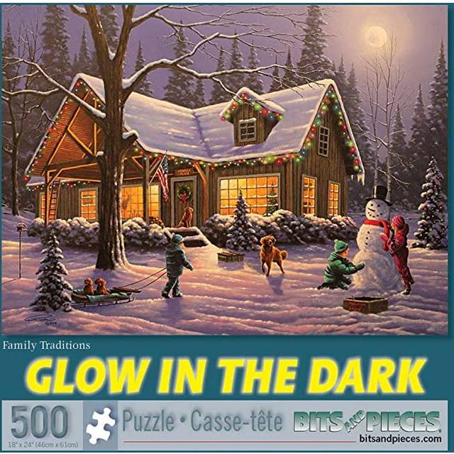 Bits and Pieces - 500 Piece Glow in The Dark Puzzle Jigsaw Puzzle for Adults - Family Traditions - 500 pc Jigsaws by Artist Geno Peoples