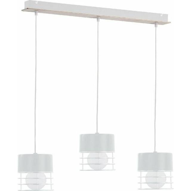 Keter Lighting - Keter Casa Bar Pendant Ceiling Light White, Wood, 60cm, 3x E27