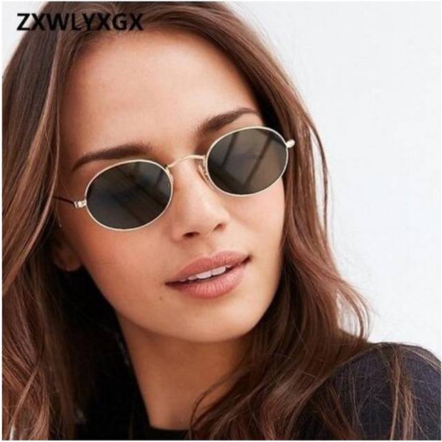 (Gold Tea) ZXWLYXGX 2018 Vintage Oval Small Metal Frame Steampunk Sunglasses Men Women New Fashion Sun Glasses Female Eyewear Oculos De Sol