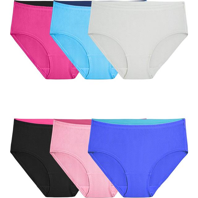 Fruit of the Loom Women's Underwear Breathable Panties (Regular & Plus Size)  Low Rise Brief - Micro Mesh - 6 Count (Pack of 1)