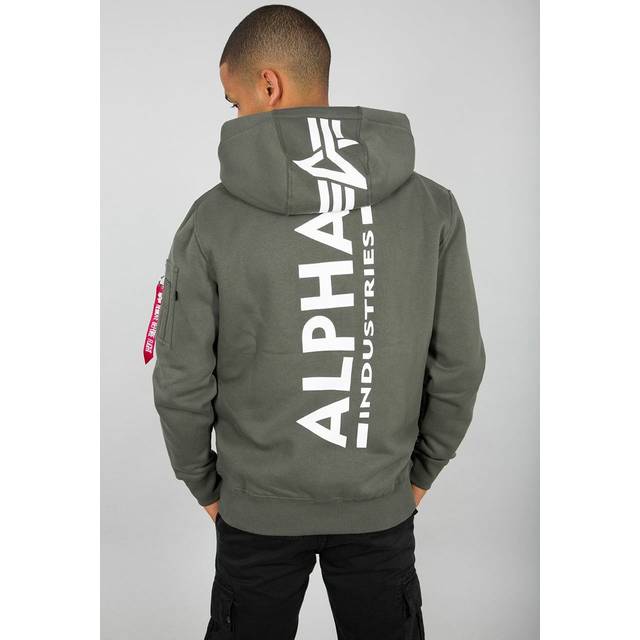 Alpha Industries Back Print Hoody Sweatshirt - Dark Olive