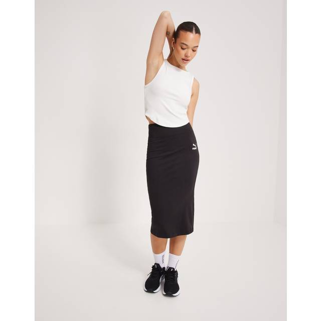 Puma, Kjol, Dam, XS, Bomull, Svart långkjol med hög midja - black (XS)