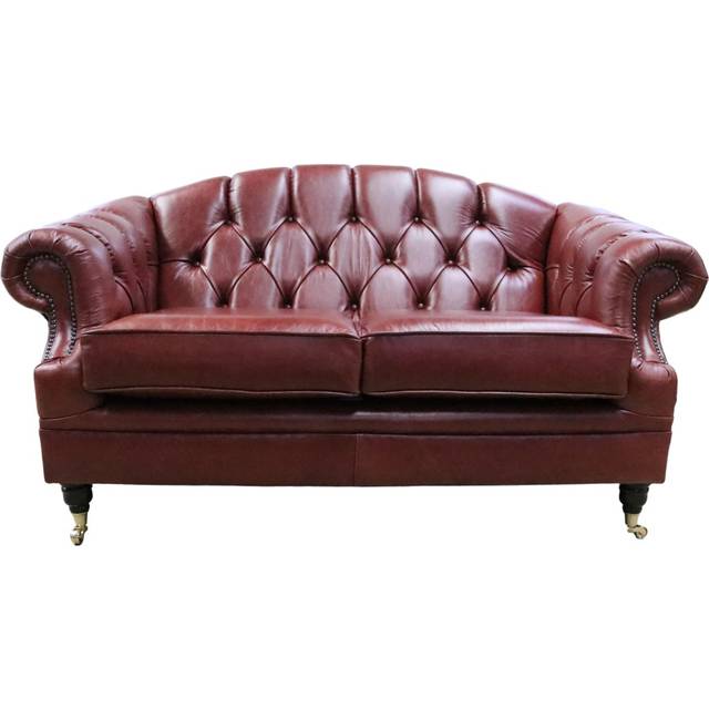 Chesterfield Handmade 2 Seater Sofa Settee Old English Chestnut Leather Victoria In Style - Red
