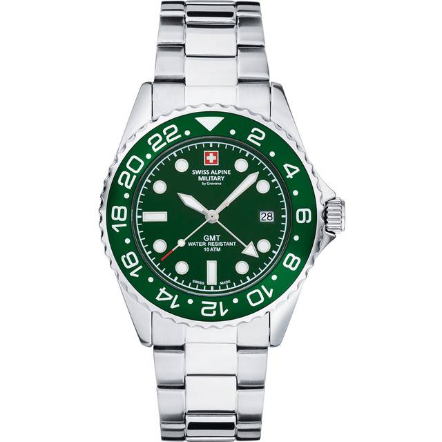 Swiss Alpine Military Herrklocka 7052.1134 GMT Grön/Stål Ø42 mm