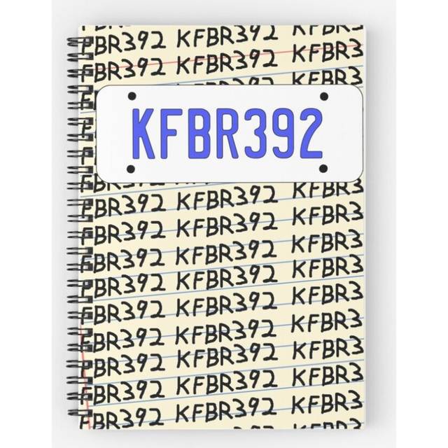 Spiral Notebook KFBR392 License Plate and Notepad  A5 120 Pages