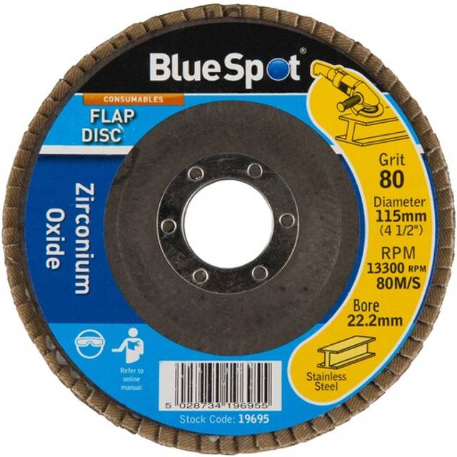 "BlueSpot 115mm (4.5"") 80 Grit Zirconium Oxide Flap Disc"