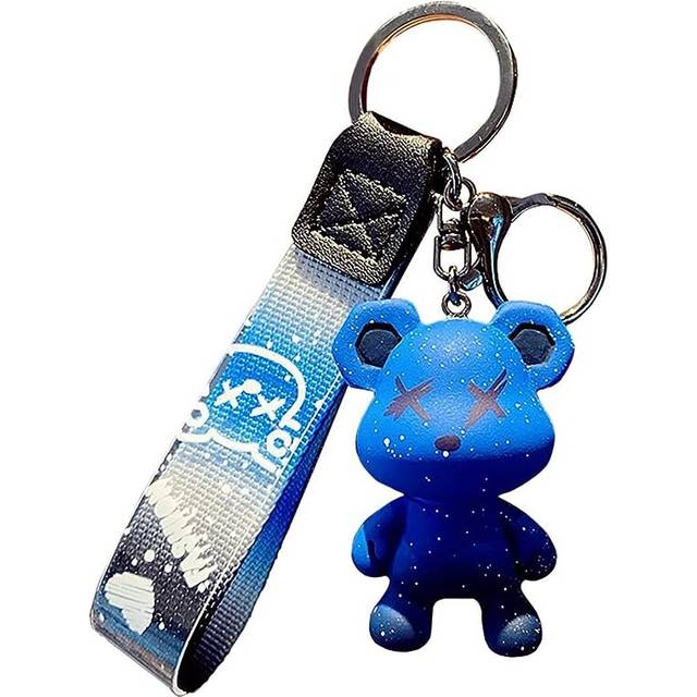 Men Women Boy Girl Cute Color Bear Keychain Creative Braided Rope Resin Animal Pendant Metal Key Ring