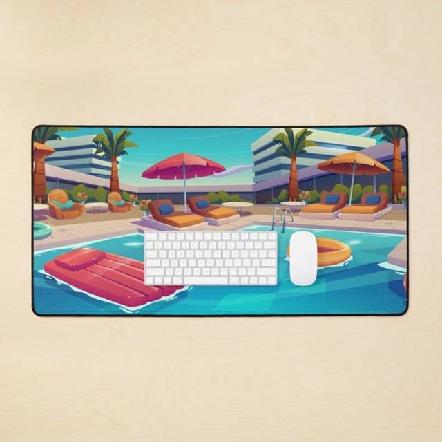 Desk Mat vintage swimming pool case Large Gaming Mouse Pad 35x16 inch