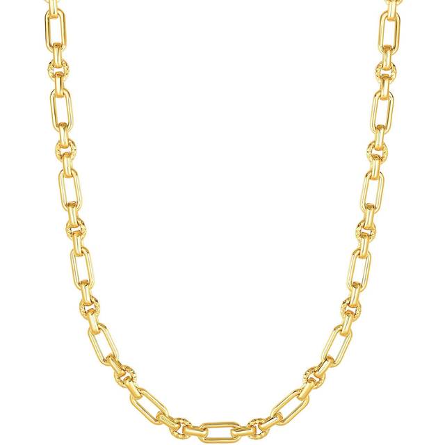 14K Italian Gold Oval Fancy Link Necklace