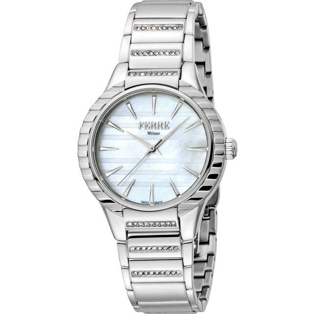 Ferre Milano Womens Ladies White Mother of Pearl Dial MB Watch - Silver - One Size
