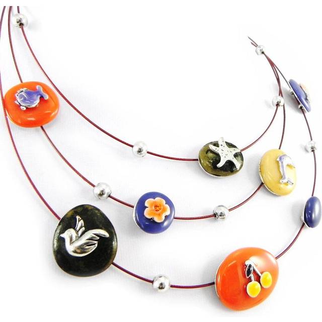 Les Trésors De Lily [H4415] - Designer Necklace 'Liberty' orange blue