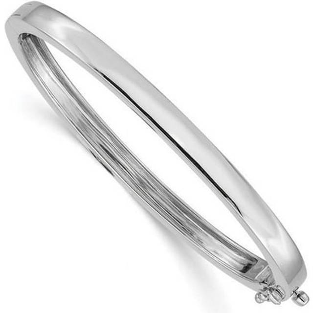 14K White Gold 5.3 mm Polished Solid Hinged Bangle Bracelet