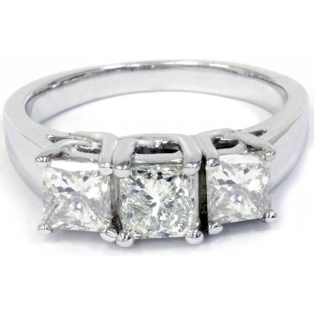 1/2ct 3-stone Princess Cut Diamond Engagement Ring 14k White Gold