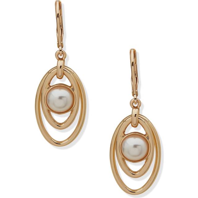 Anne Klein Women's Orbital Pierced Earring with Stone in Gold Tone size 0.75"