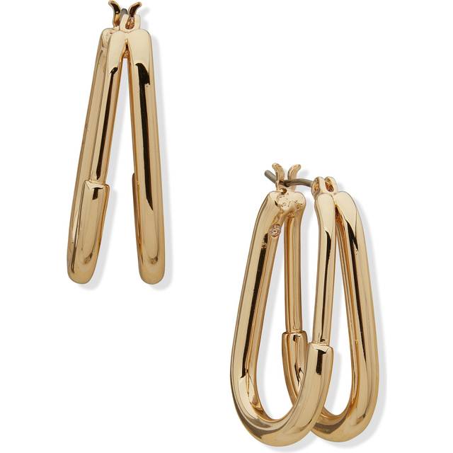 Anne Klein Women's 28MM Double Row Hoop Earrings in Gold Tone