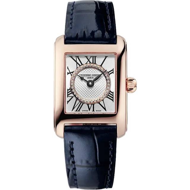 Frederique Constant Classics Carrée Ladies FC-200MCDC14 – White Dial, Blue Leather Strap