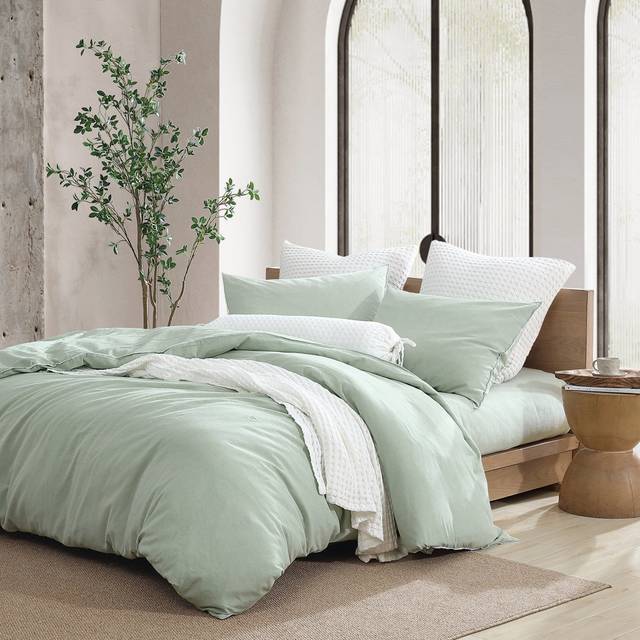 DKNY Pure Washed Linen Kingsize Duvet Cover Set, Sage