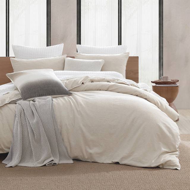 Cotton Blend 3 Piece Duvet Cover Set - Linen (Double Duvet Cover + 2 Pillowcases)