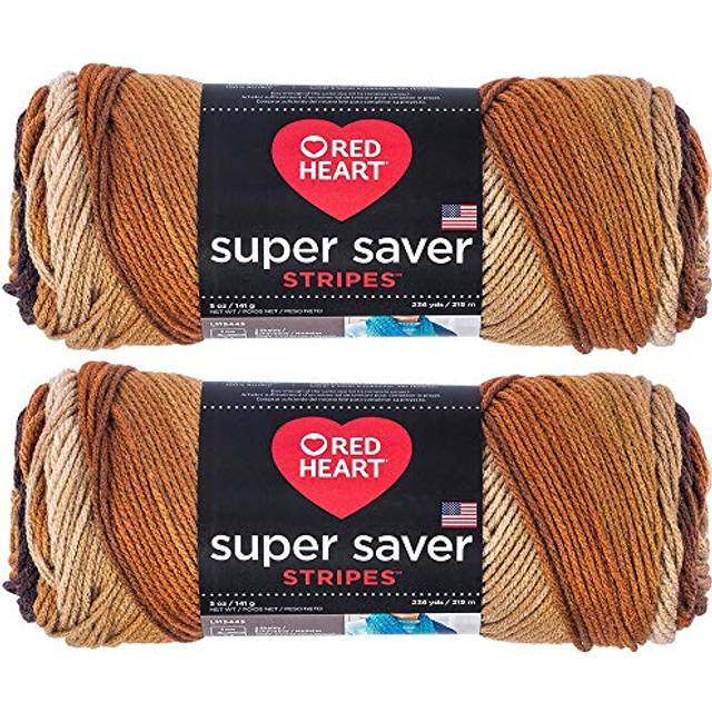 Bulk Buy: Red Heart Super Saver 2-Pack Latte Stripes  5 oz Each Skein