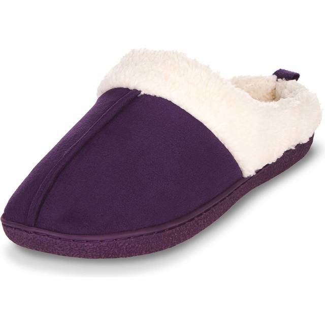 Floopi House Slippers for Women  Fur Lined Clog Womens Slippers Cozy Memory Foam with Indoor & Outdoor Anti Skid Sole S  Purple-301