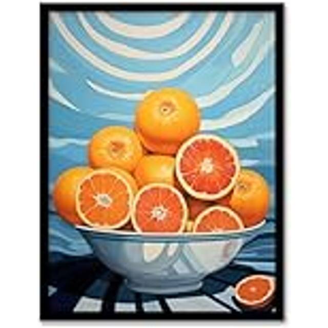 Wall Art Print The Orange Bowl Fruity Bright Kitchen Living Room Framed - W12 inch x H16 inch