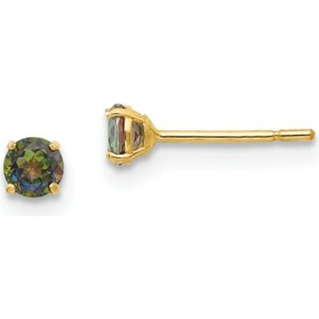 Quality Gold SE2299 14K Yellow Gold Madi K Round Mystic Topaz 3 mm Post Earrings