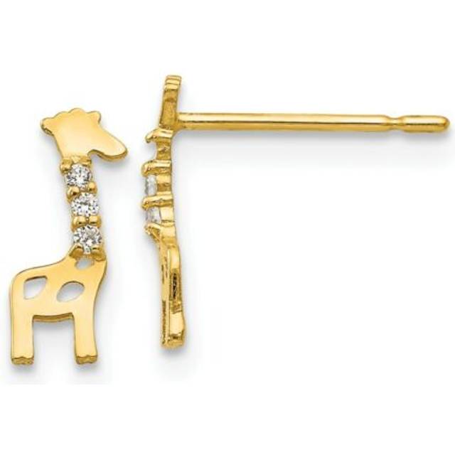 Quality Gold GK821 14K Yellow Gold Madi K CZ Giraffe Post Earrings