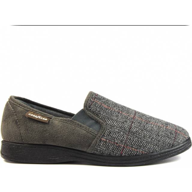 (8 UK, Grey) Goodyear Mens Harrison Tweed Slippers