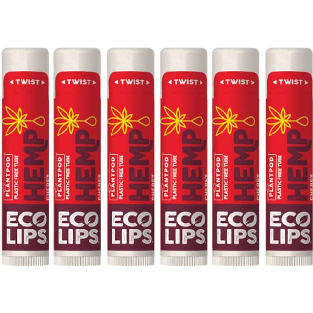 Eco Lips Organic Hemp Lip Balm with Beeswax Coconut Oil Vitamin E Best Chapstick to Soothe  Moisturize Dry Chapped Lips Cherry 6Pack