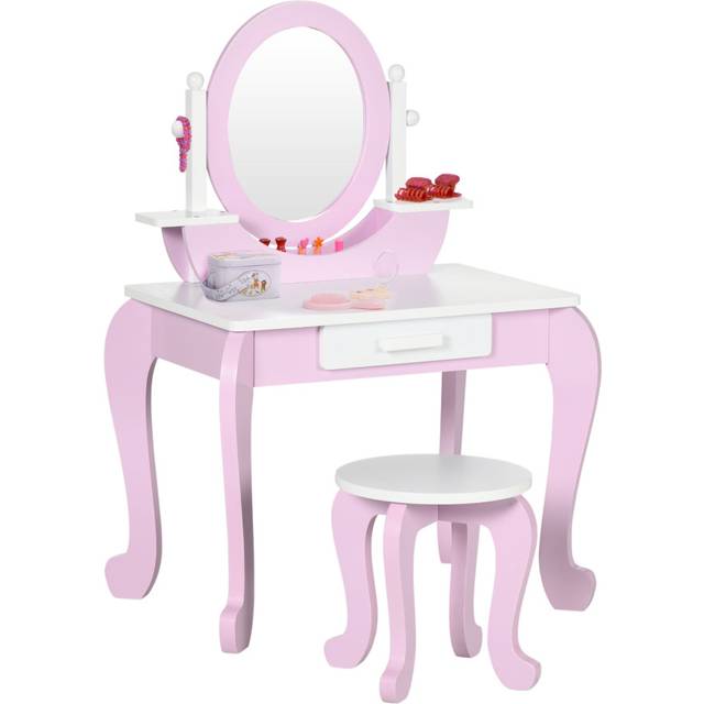 ZONEKIZ Kids Dressing Table Set - Kids Vanity Set w/ Drawer - Pink | TJ Hughes
