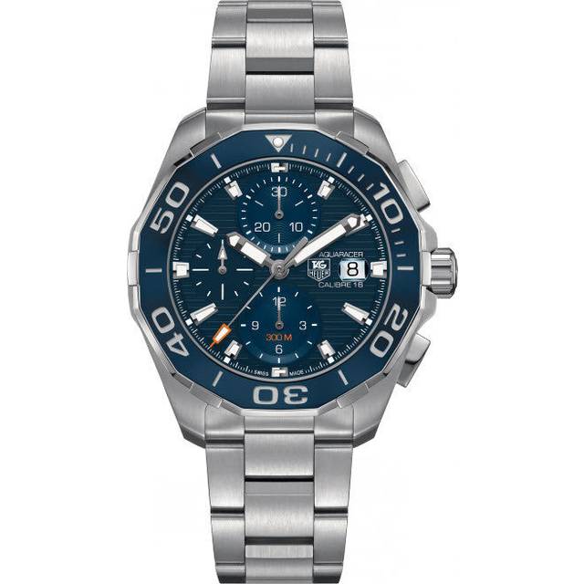 TAG Heuer CAY211B.BA0927 Aquaracr analog display schweizisk automatisk silverklocka, BLÅ, armband