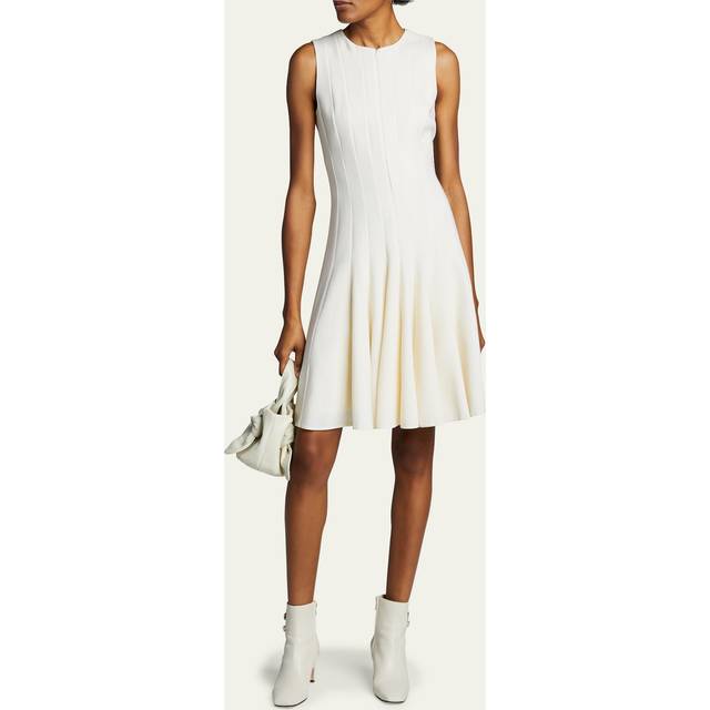 Sleeveless Zip-Front Seamed A-Line Dress - OFF WHITE - 6
