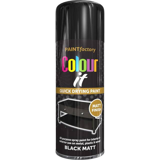4 X 250ML Black Satin Aerosol Spray Paint for Metal Wood & Plastic