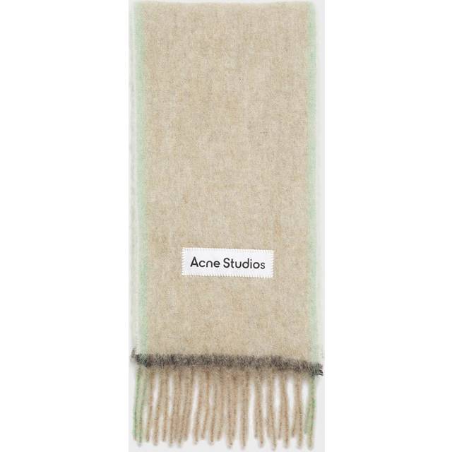 Acne Studios Womens Beige/grey Vally Brand-patch Wool-blend Scarf 1 Size - BEIGE/GREY