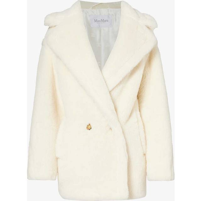 Max Mara Womens White Espero Double-breasted Wool-blend Coat M - WHITE