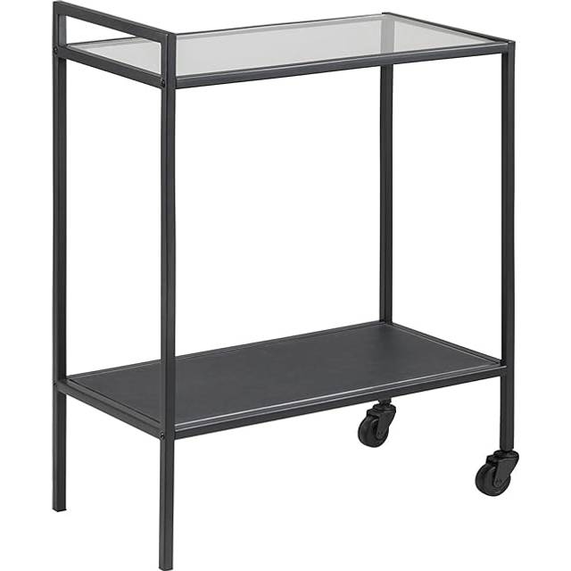 Seaford Black Metal Serving Trolley with Glass Top