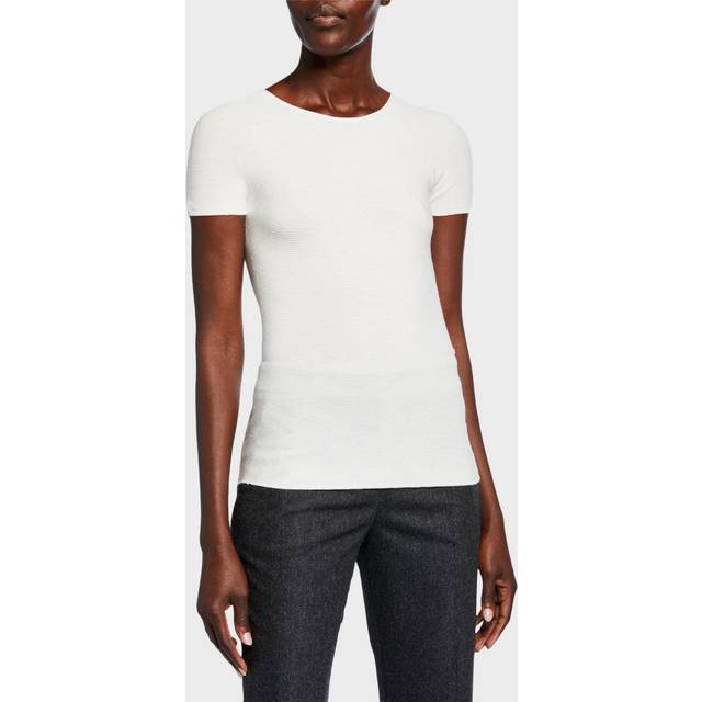 Scoop-Neck Short-Sleeve Ribbed Tee - SOLID WHITE - 38 IT (2 US)