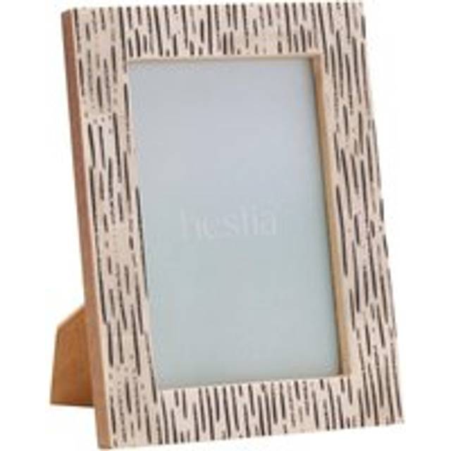 Hestia Striped Bone Photo Frame 3.5x5 Inch - White