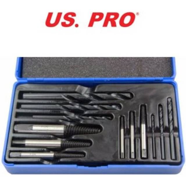 US PRO 12PC Damaged, Chewed Stripped Screw & Bolt Extractor & Drill Bit Set 2601