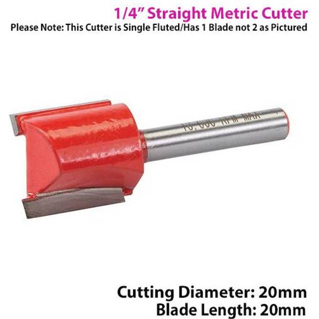 "1/4"" SHANK 20mm x 20mm Tungsten Carbide Straight Router Bit Worktop Wood Cutter"