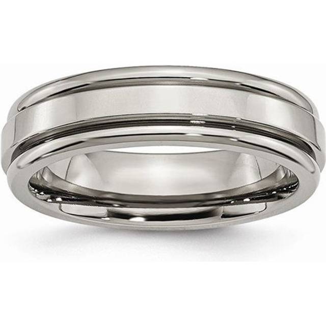 Bridal TB39-7.5 6 mm Titanium Grooved Edge Polished Band - Size 7.5