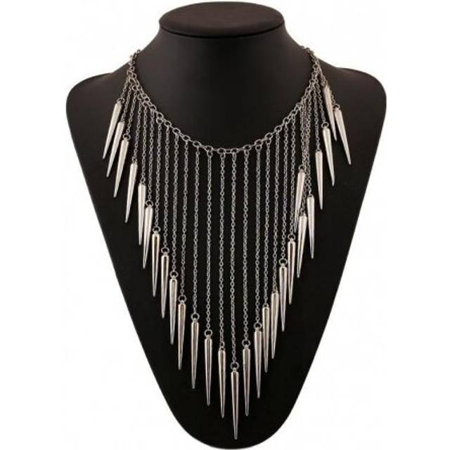Choker Collar Boho Bohemian Ethnic Power Maxi Statement Necklace Long Tassel Ethnic Silver Plated Punk Necklace Vintage Women - Multicoloured