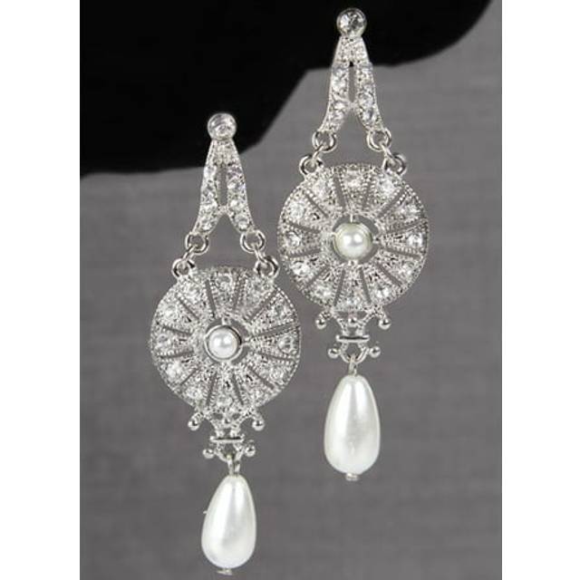 Ivy Lane Design 56-2226 Chandelier Earrings With Round Pearl Center - Silver