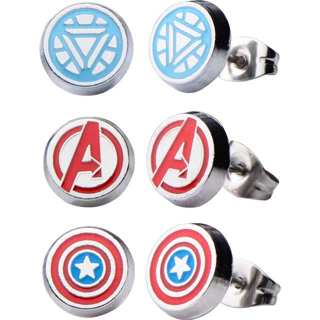 Avengers Captain America and Iron Man Stud Earring 3-pack - Silver