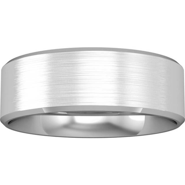 9ct white gold jewelco london 7mm flat-court satin bevelled edge wedding ring