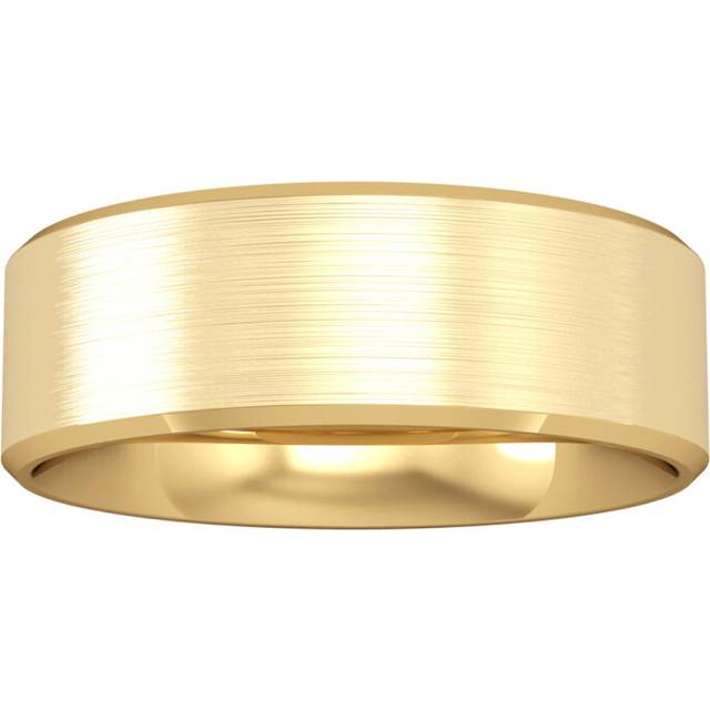 9ct gold jewelco london 7mm flat-court satin bevelled edge wedding ring